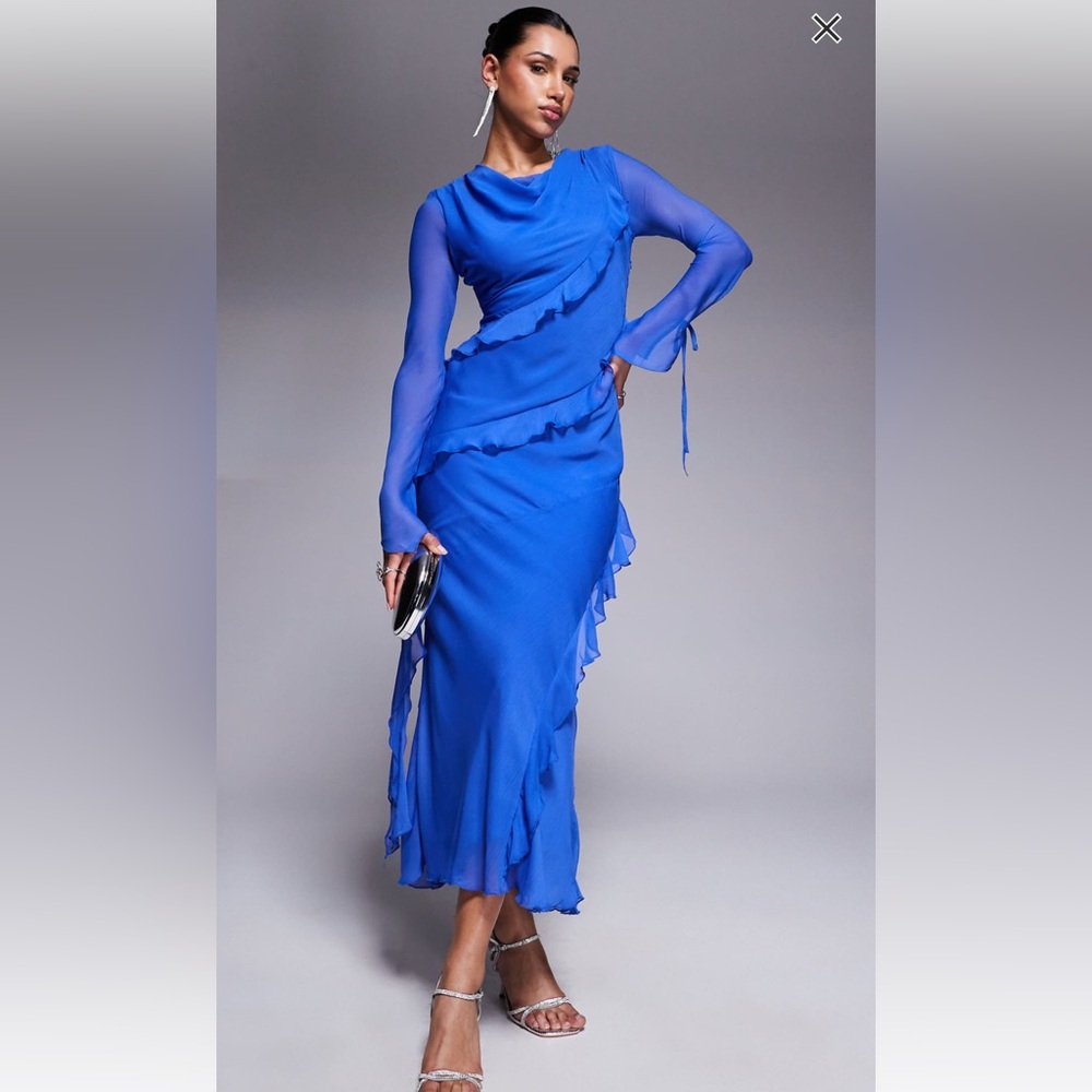 ASOS Vibrant Blue Long Sleeve Dress